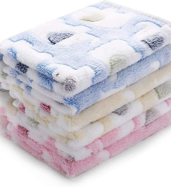 1 Pack 3 Blankets Super Soft Fluffy Premium Cute Elephant Pattern Pet Blanket Flannel Throw for Dog Puppy Cat