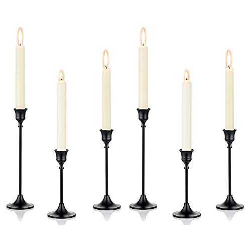 Candlestick Holder Metal Black 2 Set-6 PCS Decorative Candle Holder for kitchen and dining