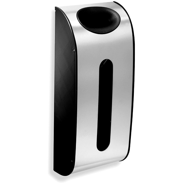 Superhuman Wall Mount Grocery Bag Dispenser, Brushed Stainless Steel for home and kitchen