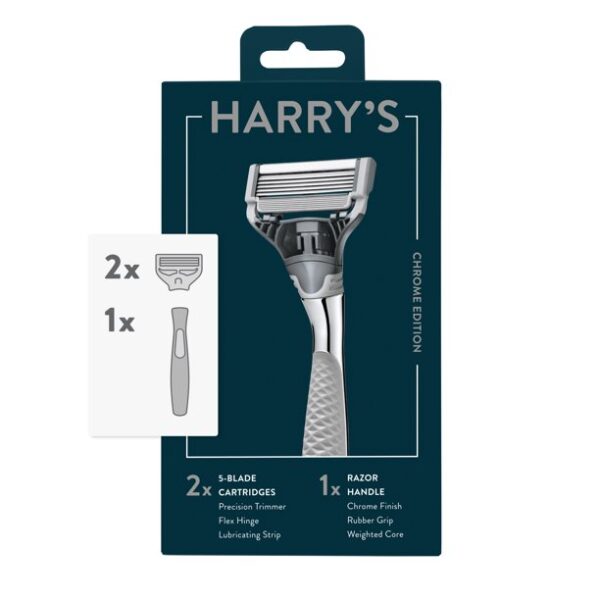 Harry’s Men’s Razor: 1 Chrome Edition Handle + 2 Razor Blade Refills for beauty and personal care