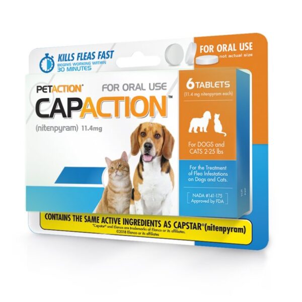 Ol’ CapAction Fast Acting Flea Treatment For Small Dogs & Cats, 6 Tablets for animals