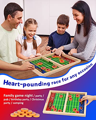 Coogam Fast Sling Puck Game, Wooden Sling Football Shot Board Game